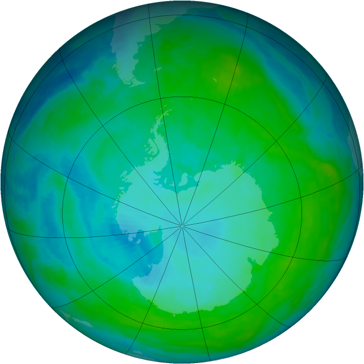 Antarctic ozone map for 19 January 1993